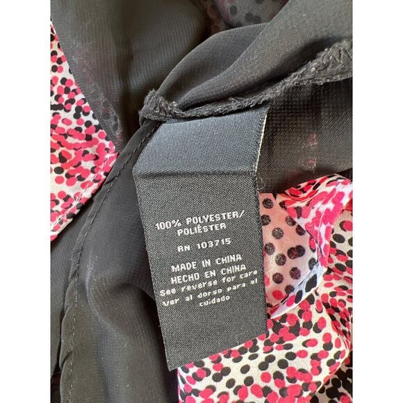 Zach & Rachel Women Size L Tank Tunic Pink Black Lined Chiffon Trim Asymmetrical - Picture 9 of 12